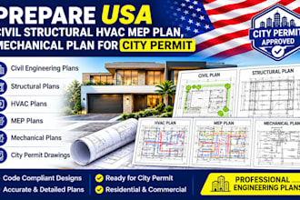 prepare USA civil structural hvac mep plan, mechanical plan for city permit