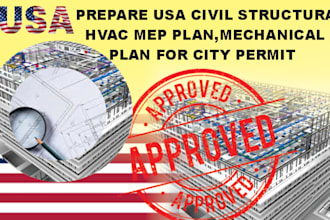 do USA civil structural hvac mep plan mechanical plan for city stamp permit