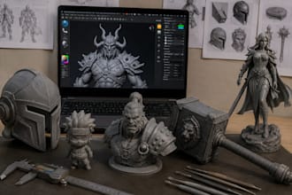 create custom 3d models, characters, props and 3d printable