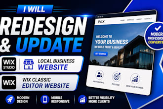 redesign, clone wix website, wix studio business website, wix editor x redesign