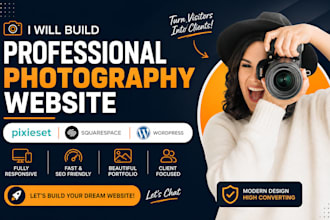design a pixieset photography website, portfolio, and client gallery setup
