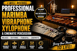 record live marimba, vibraphone, xylophone, cinematic percussion