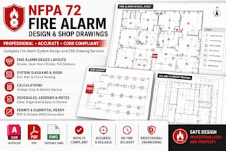 design fire alarm system, fire alarm shop drawings and nfpa compliant plans