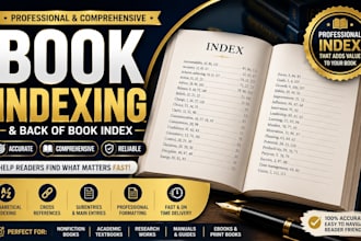 create a professional comprehensive book index and back of book index