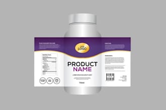 design product label, bottle label, supplement label design, wine labels design