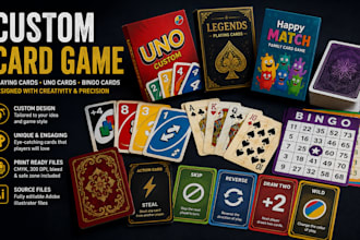 design custom playing cards, card games, uno and bingo cards