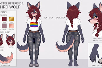 create a furry character reference sheet for your oc