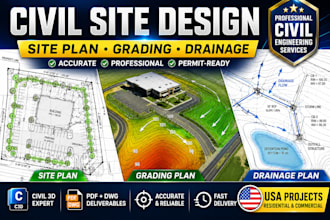 do civil site design site plan drainage and grading plan