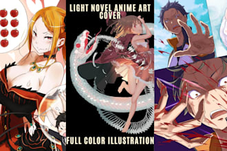 draw anime light novel cover art, manga, dark fantasy, manhwa and webnovel
