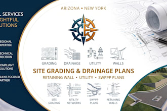 site grading drainage plan retaining wall utility layout swppp plan arizona ny