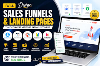 build funnels, landing page in system io clickfunnel, kajabi, gohighlevel kartra