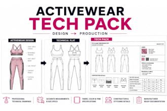 create a professional activewear and sportwear tech pack