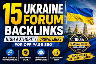 build 15 ukraine forum backlinks, high authority crowd links for off page SEO