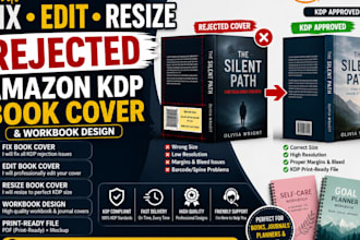 fix, edit and resize rejected amazon kdp book cover and formatted manuscript