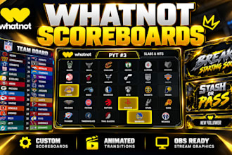 design custom whatnot scoreboards and stream graphics
