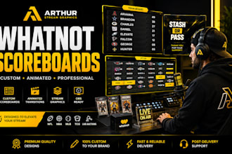 design custom whatnot scoreboards and animated stream transitions