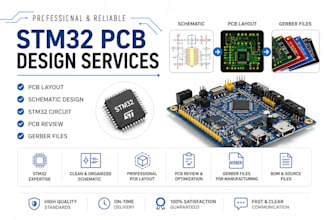 design  pcb layout,stm32, circuit, schematic, pcb review and gerber files