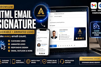 create HTML email signature with clickable logo intro and whiteboard animation