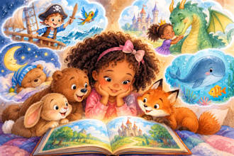 kinderbuch illustration, cartoon aquarell storybook art