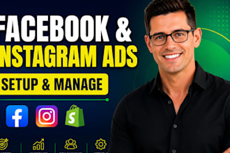 setup and manage shopify facebook ads, instagram or meta ads manager