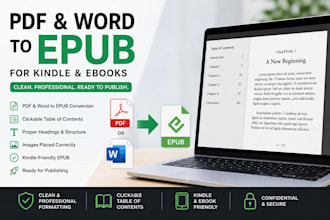 convert PDF or word to epub for kindle and ebooks
