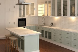 design custom kitchen, wardrobe and interior cabinetry with 3d renders