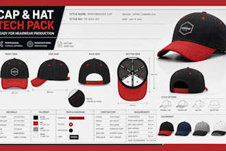 create cap and hat tech pack ready for headwear production