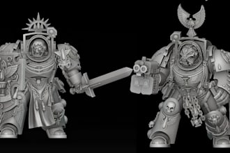 sculpt 3d warhammer 40k miniatures, space marines dnd stl models for 3d printing