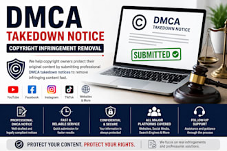 submit a professional dmca takedown notice and infringement protection