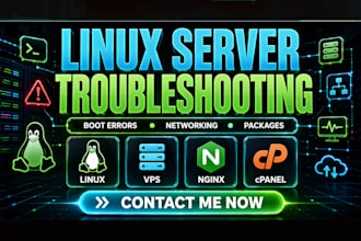 fix linux server issues, boot errors, networking and package problems