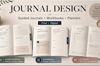 design a professional guided journal, workbook or planner
