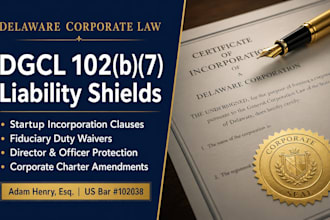 draft delaware corporate director liability waiver under dgcl 102b7 as US lawyer