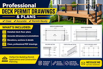 create deck plans, building permit and architectural construction drawings