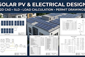 design solar pv electrical plans, autocad layouts, sld and permit drawings