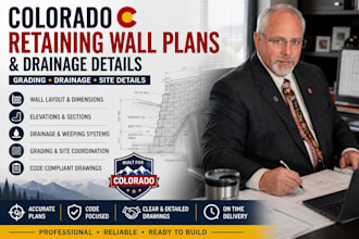 draw colorado retaining wall plans and drainage details