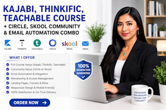 build kajabi thinkific teachable course plus circle skool community email combo