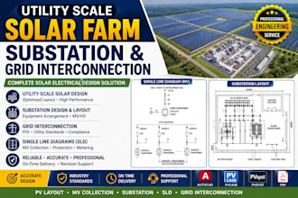 design utility scale solar farm, substation and grid interconnection