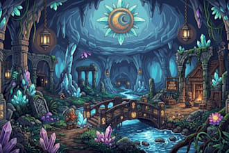 create pixel art scenes, background environment, and animation for your game
