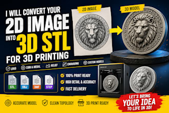 convert 2d image to 3d model, stl file for 3d printing