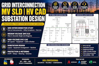 provide grid interconnection, mv sld, hv cad and substation design
