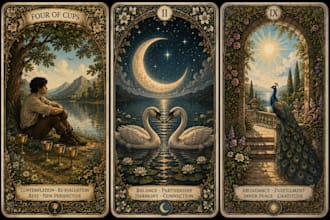 design custom tarot, oracle, uno card deck illustration with box packaging