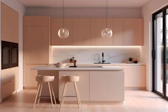 create custom 3d kitchen design, cabinet layout and 3d rendering