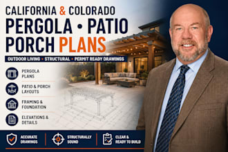 draw california and colorado pergola patio porch plans