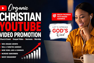 do organic christian youtube video promotion, church event, gospel video