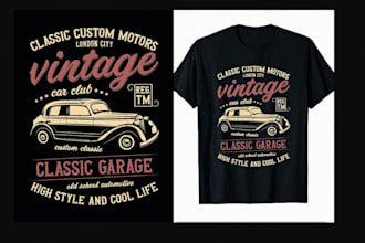 design a vintage retro t shirt graphic for your brand or merch