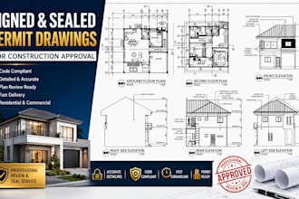 review, sign and seal permit drawings for construction approval for ca tx az co