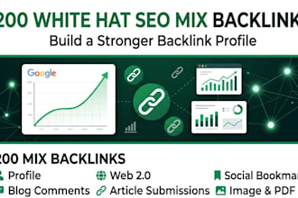 do 200 white hat SEO mix backlinks to get google top ranking