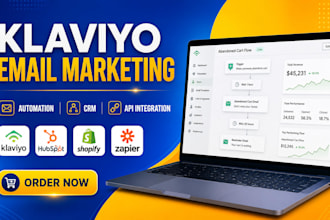 setup klaviyo email marketing, hubspot CRM, automation and API integration