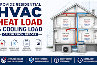 provide residential hvac heat load and cooling load calculation, report