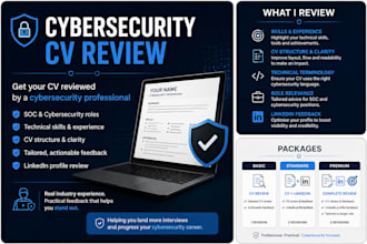 review and improve your cybersecurity CV and linkedin profile